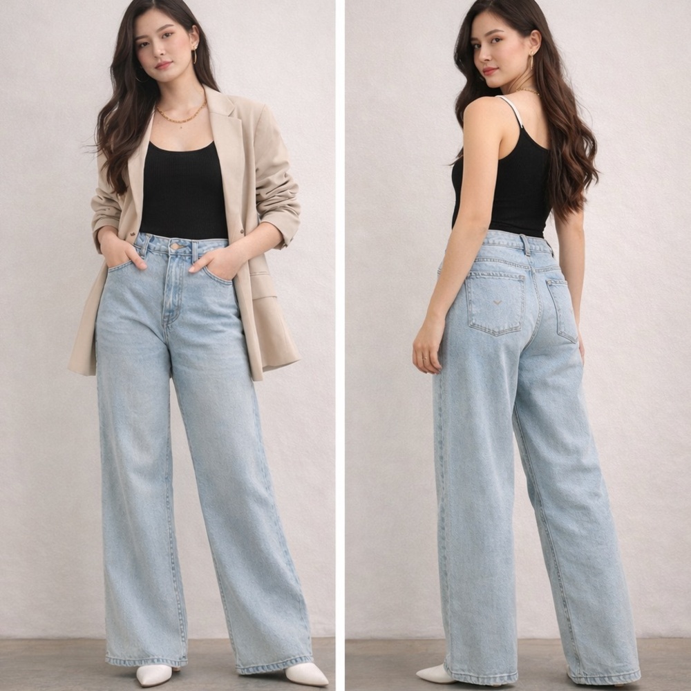 Hudson NWT Light Blue Wide Leg Denim Jeans Women’s High Rise Retro Fit Size 30